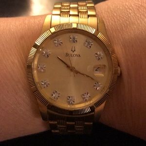 bulova watch gold with diamonds